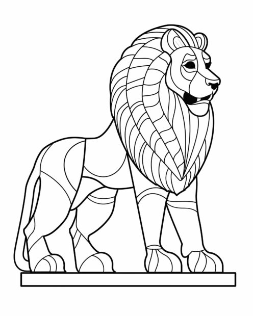 Lion in an ancient Egyptian style, coloring pages.