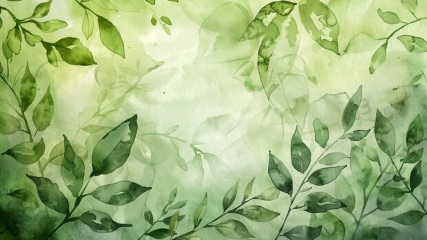 Lively green watercolor wallpaper with fresh, natural tones.