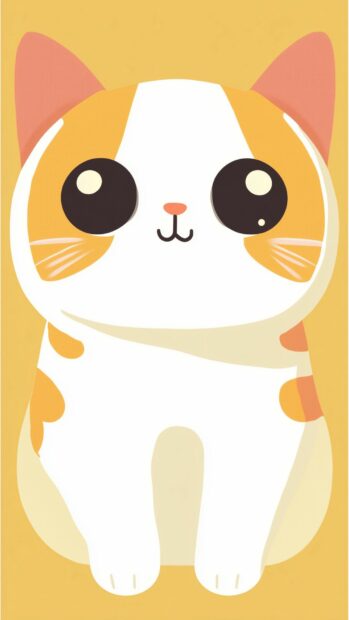 Lovely cat in the style of Anime Kawaii.