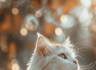 Lovely white Cat wallpaper for mobile.