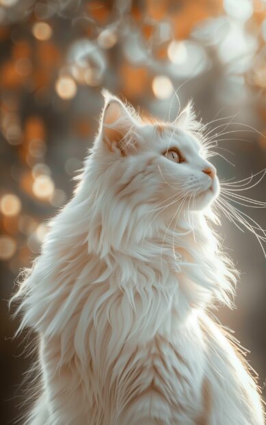 Lovely white Cat wallpaper for mobile.