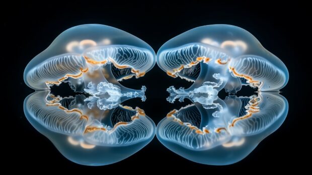 Marvel at the delicate beauty of sea jellies pulsating with bioluminescence.