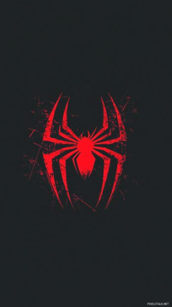 Minimalist Spiderman logo centered on a plain black background.