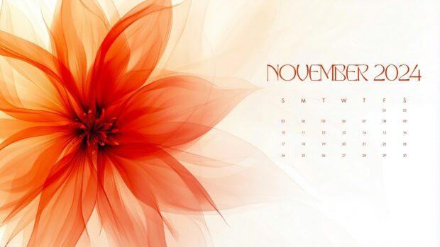 November 2024 Calendar Desktop Abstract Flower Wallpaper.