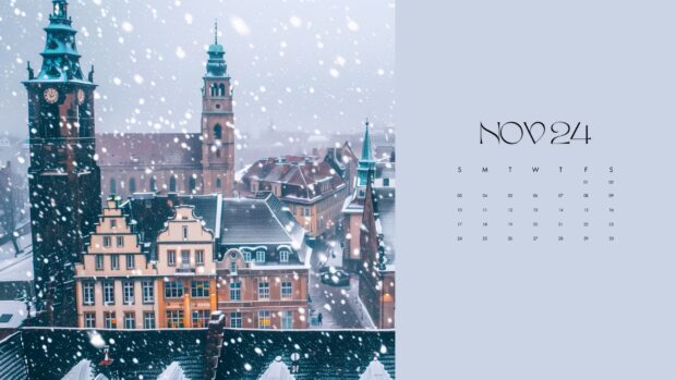 November 2024 Calendar Desktop Background of Winter.