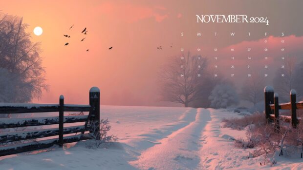 November 2024 Calendar Desktop Beautiful Wallpaper.