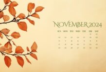 November 2024 Calendar Desktop Fall Wallpaper.