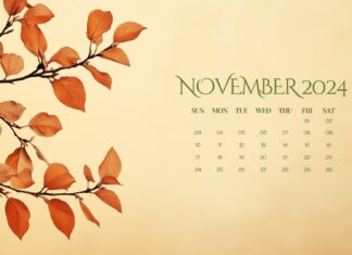 November 2024 Calendar Desktop Fall Wallpaper.