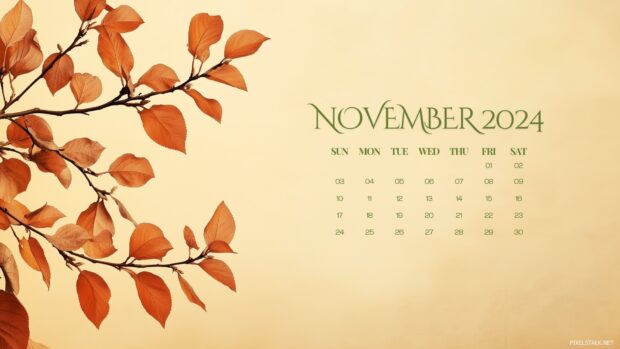 November 2024 Calendar Desktop Fall Wallpaper.