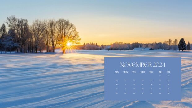 November 2024 Calendar Desktop Wallpaper for Winter.