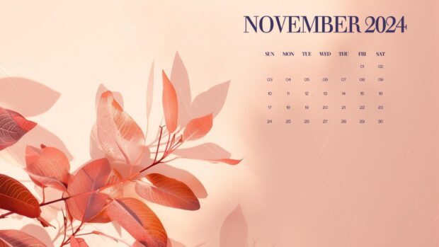 November 2024 Calendar Fall Desktop Background.