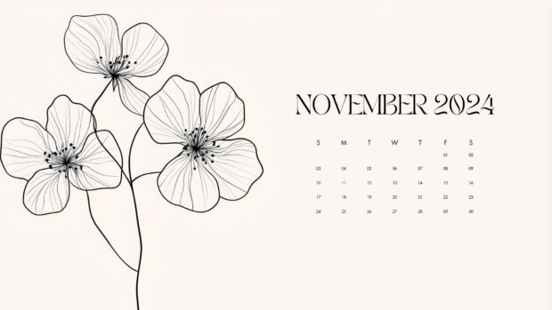 November 2024 Calendar Flower Desktop Background.