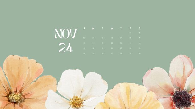 November 2024 Calendar Flower Desktop Wallpaper.