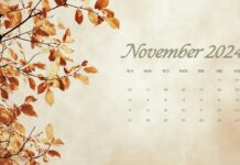 November 2024 Calendar HD Wallpaper of Autumn.