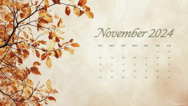 November 2024 Calendar HD Wallpaper of Autumn.