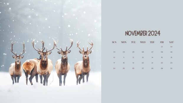 November 2024 Calendar HD Wallpaper of Winter Season.