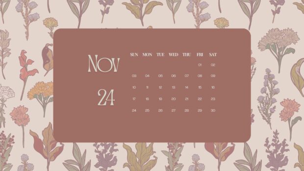 November 2024 Calendar HD Wallpaper with flower background.