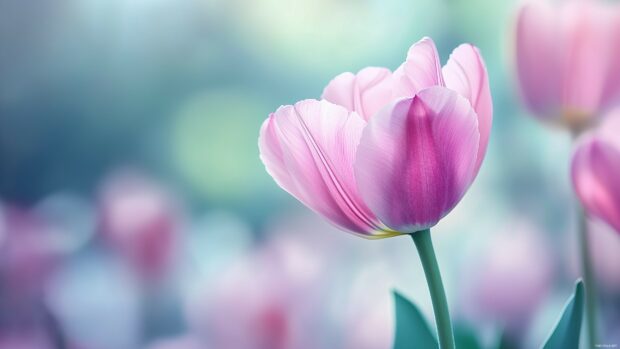 Pastel tulip desktop wallpaper 4K with soft, muted hues and delicate details.