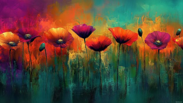 Poppy abstract 4K wallpaper with a vibrant and artistic design.