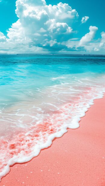 Preppy pink beach wallpaper, high quality 4K wallpaper.