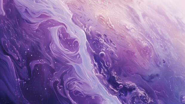 Purple Galaxy HD Wallpaper with swirling storms and moons, set against a backdrop of distant stars.