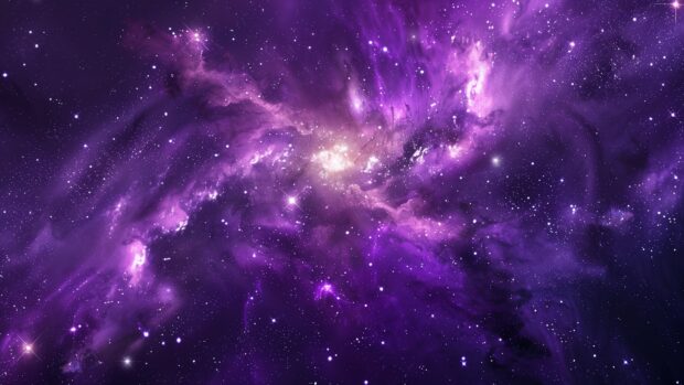 Purple galaxy Wallpaper 4K with intricate patterns and clusters of stars.