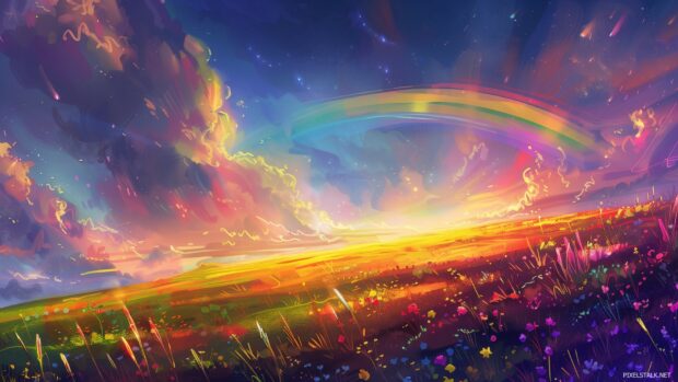 Rainbow aesthetic desktop HD wallpaper.