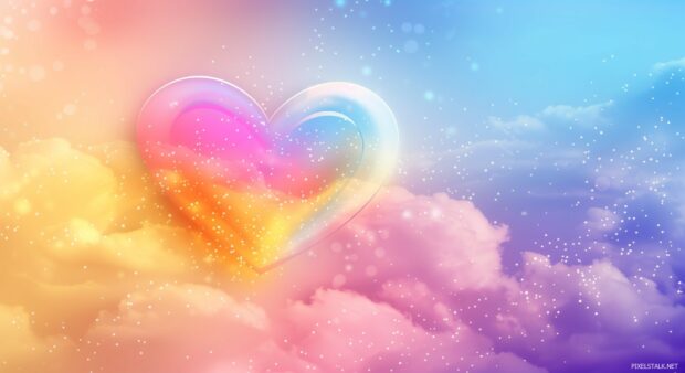 Rainbow heart wallpaper for desktop using Windows.