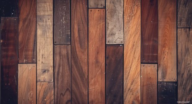 Rustic wood desktop background.