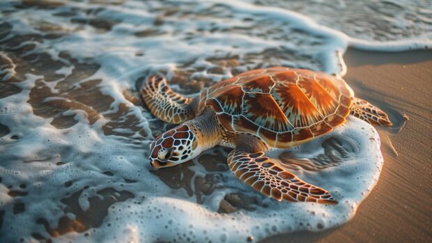 Sea turtle 4K Desktop wallpaper Free Download.