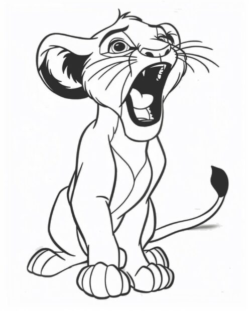 Simba lion king roaring triumphantly.