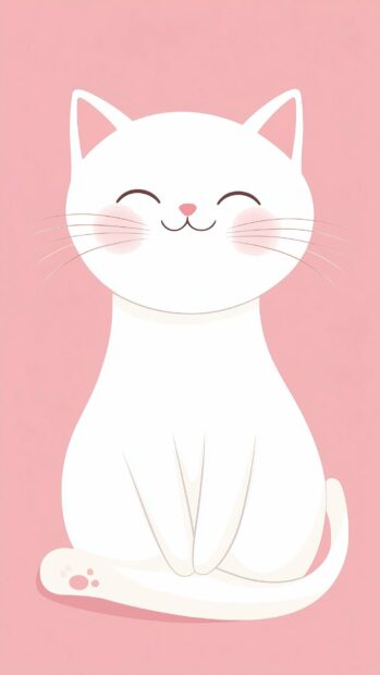 Smiling cute cat in the style of Kawaii.