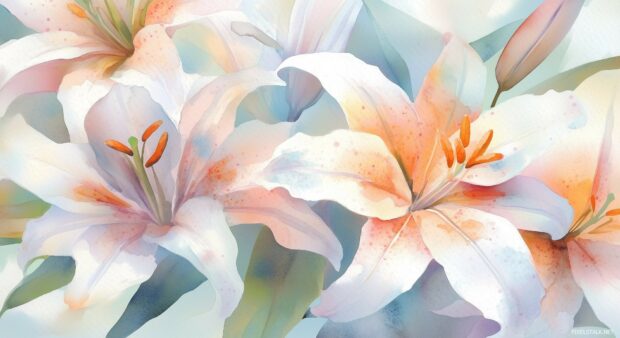 Stargazer Lily Flower wallpaper with striking and artistic watercolor effects.