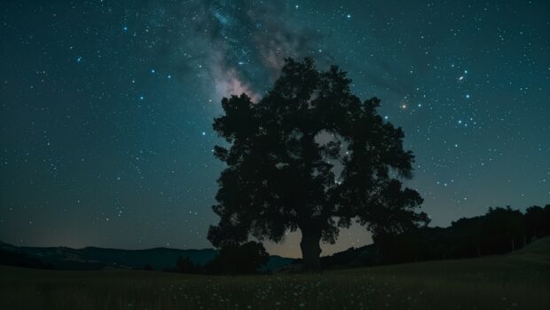 The Milky Way galaxy stretching across the night sky.