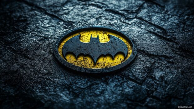 The classic Batman logo in bright yellow and black, HD wallpaper.