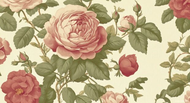 Vintage rose HD wallpaper with classic designs and muted colors, evoking a sense of nostalgia and timeless beauty.