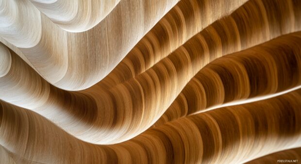 Wood grain wallpaper with a minimalist wooden texture with smooth, clean lines.