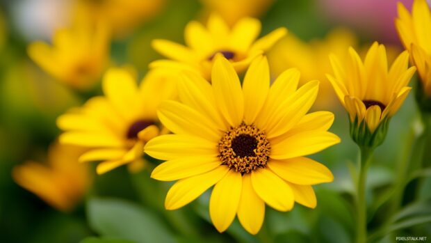 Yellow flower wallpaper HD with bright, cheerful blooms.