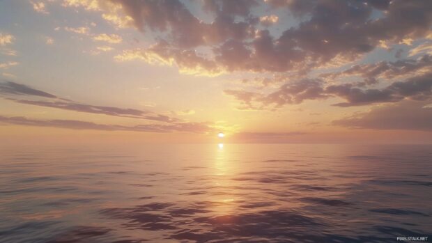 1080p Background with a calm horizon over a majestic ocean sunset.