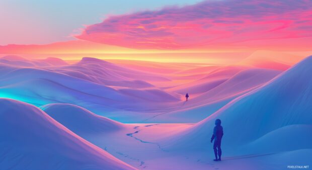 1080p HD desktop wallpaper with abstract dreamscape, surreal landscapes and figures.