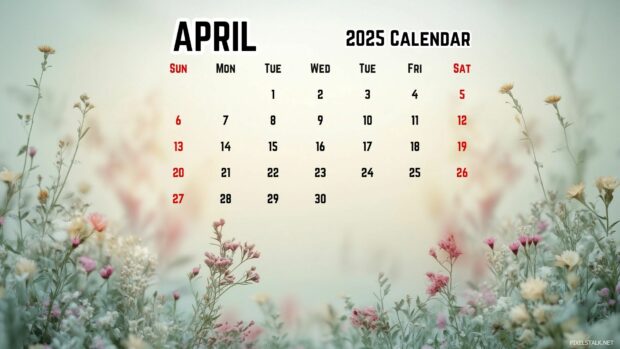 2025 April Calendar HD Wallpaper 2.