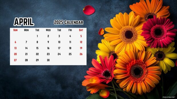 2025 April Calendar HD Wallpaper 3.