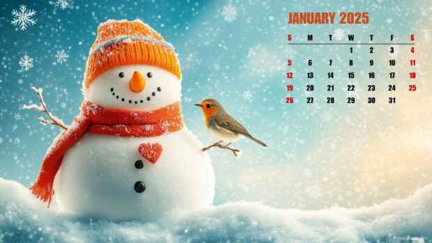 2025 January Calendar Desktop Wallpaper.