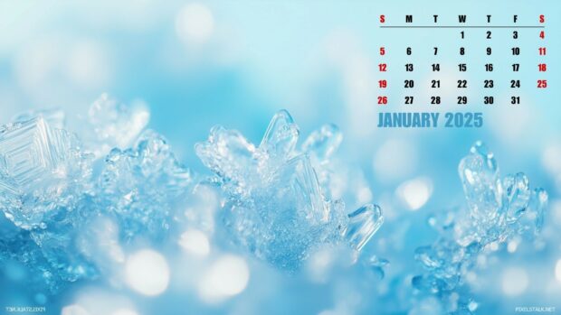 2025 January Calendar Desktop Winter Wallpaper 1920x1080.