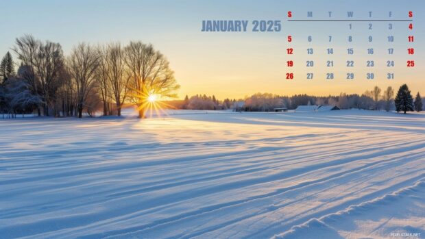 2025 January Calendar Wallpaper HD for Desktop PC.