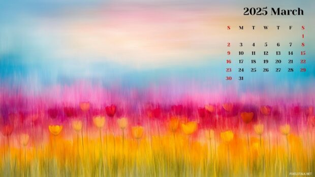 2025 March Calendar Background for Desktop 1.