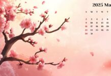 2025 March Calendar Desktop HD Wallpapers 1.