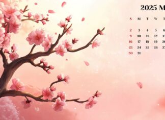 2025 March Calendar Desktop HD Wallpapers 1.