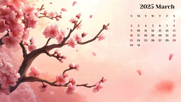 2025 March Calendar Desktop HD Wallpapers 1.