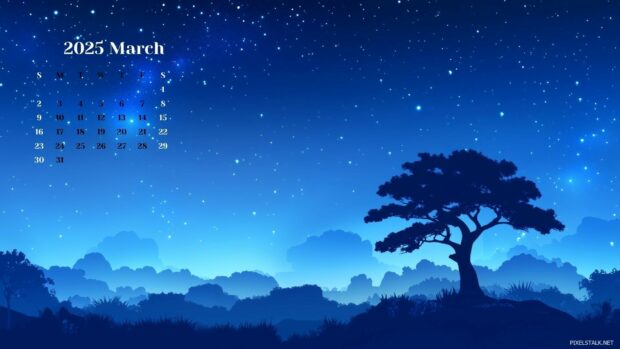 2025 March Calendar Desktop HD Wallpapers 3.